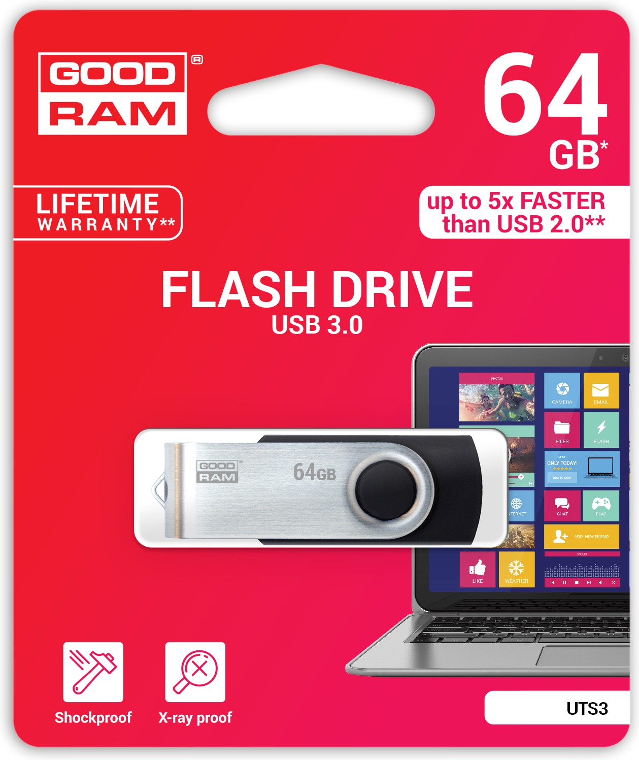 USB флеш-накопитель Goodram Twister 64GB Black UTS3-0640K0R11, фото №2