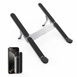 Подставка для ноутбука SODI, складная, портативная алюминиевая подставка для ноутбука для путешествий и поездок на работу, совместима с MacBook Pro/Air, HP, Sony, Dell, все 10-16 дюймов, серебристая - Фото 1