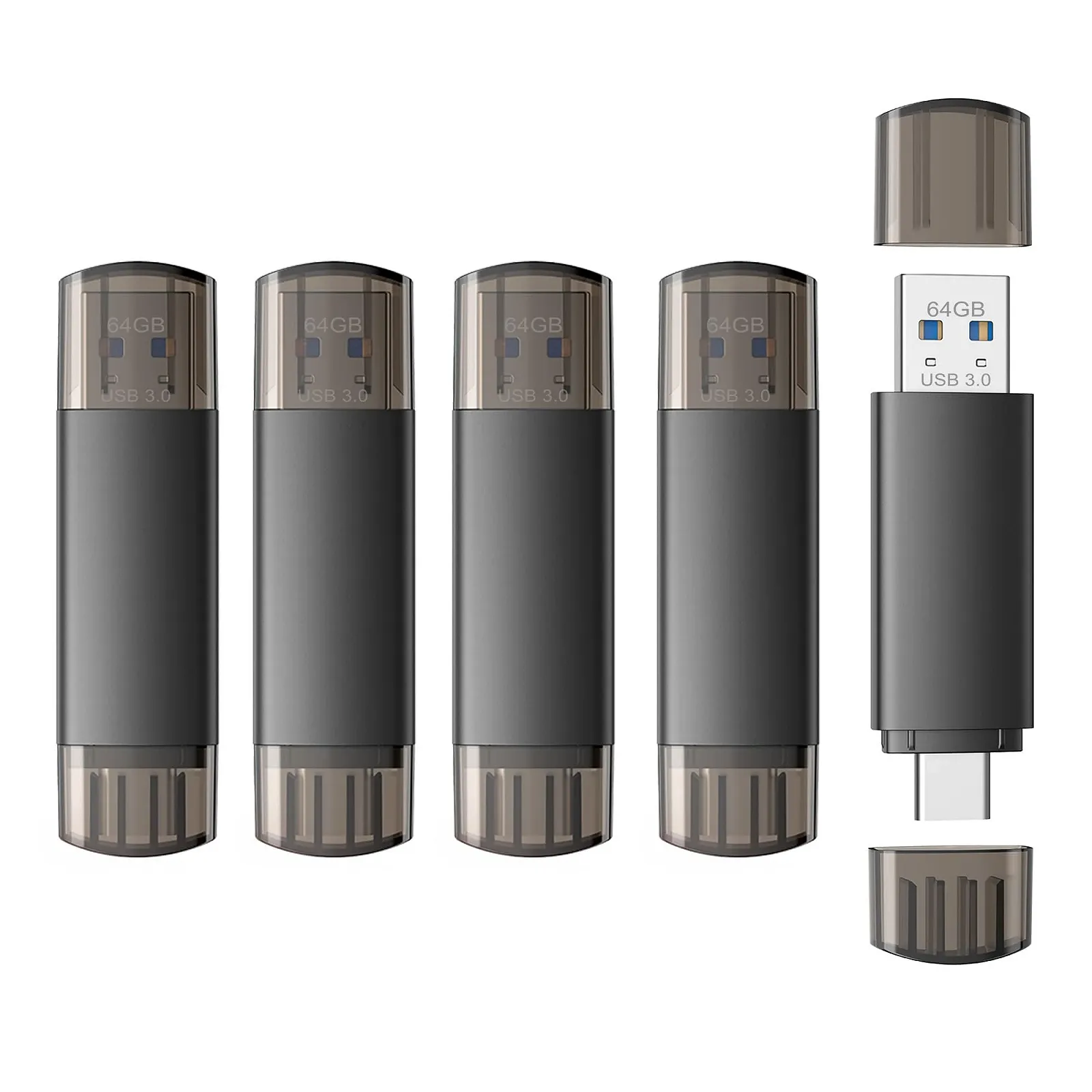 Набір USB-флеш-накопичувачів 5 шт. 64ГБ USB 3.0 Type-C Mini Metal Чорний, фото №1 Набір USB-флеш-накопичувачів 5 шт. 64ГБ USB 3.0 Type-C Mini Metal Чорний, фото №1
