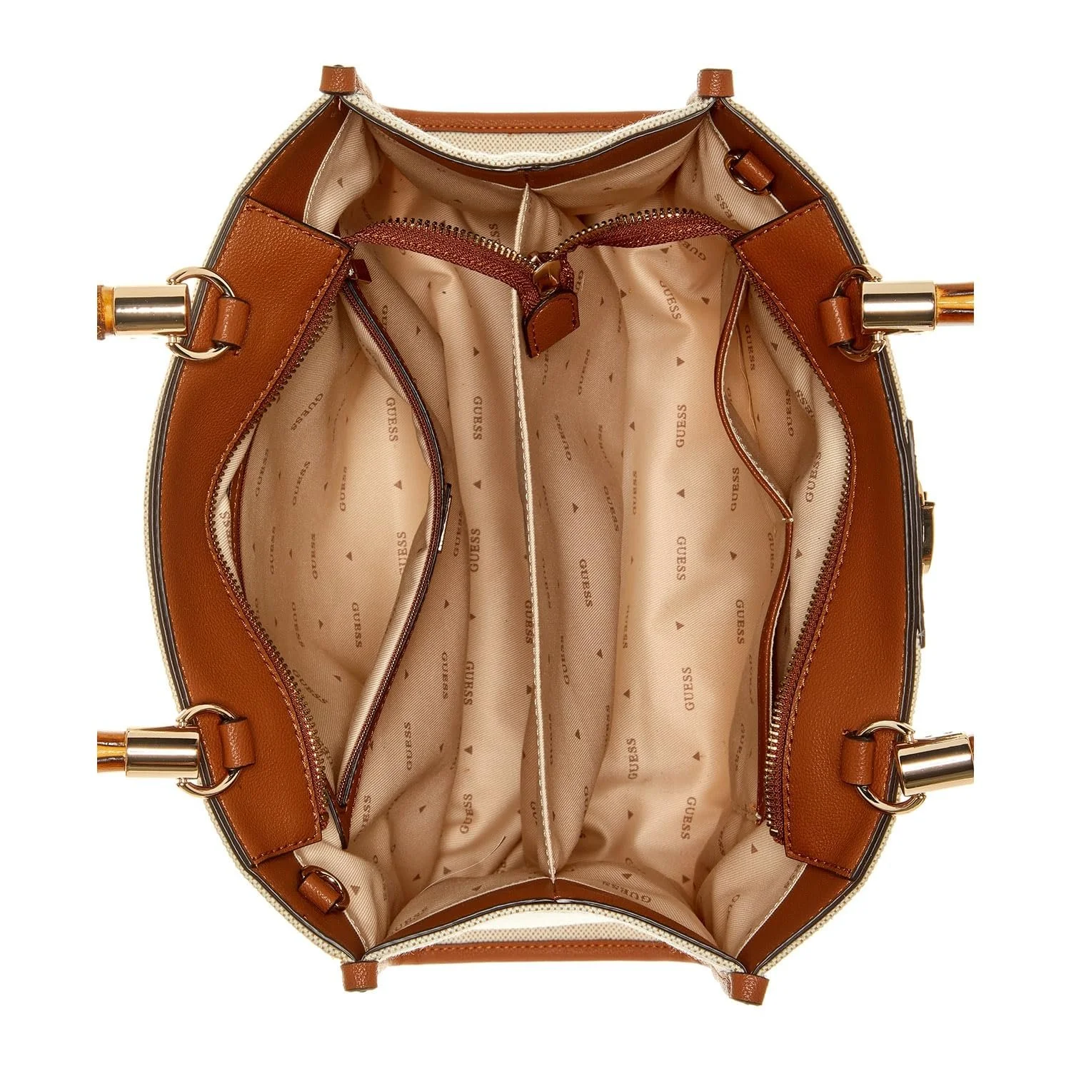 Сумка GUESS Kerima Bamboo 2 Compartment Tote Natural/Latte Logo, фото №4 Сумка GUESS Kerima Bamboo 2 Compartment Tote Natural/Latte Logo, фото №4