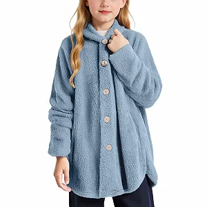 Флисовая куртка для девочек Generisch, теплая зимняя верхняя одежда с карманами, теплое пальто с капюшоном для малышей и детей - Фото 1