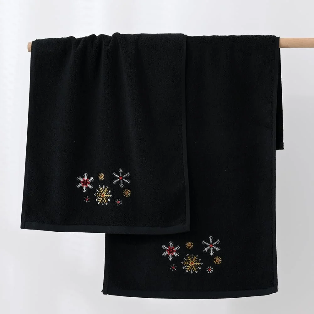 Набор полотенец для ванной YiLUOMO Christmas Snow Embroidered 2 шт. 100% хлопок 33 x 73 см, фото №3
