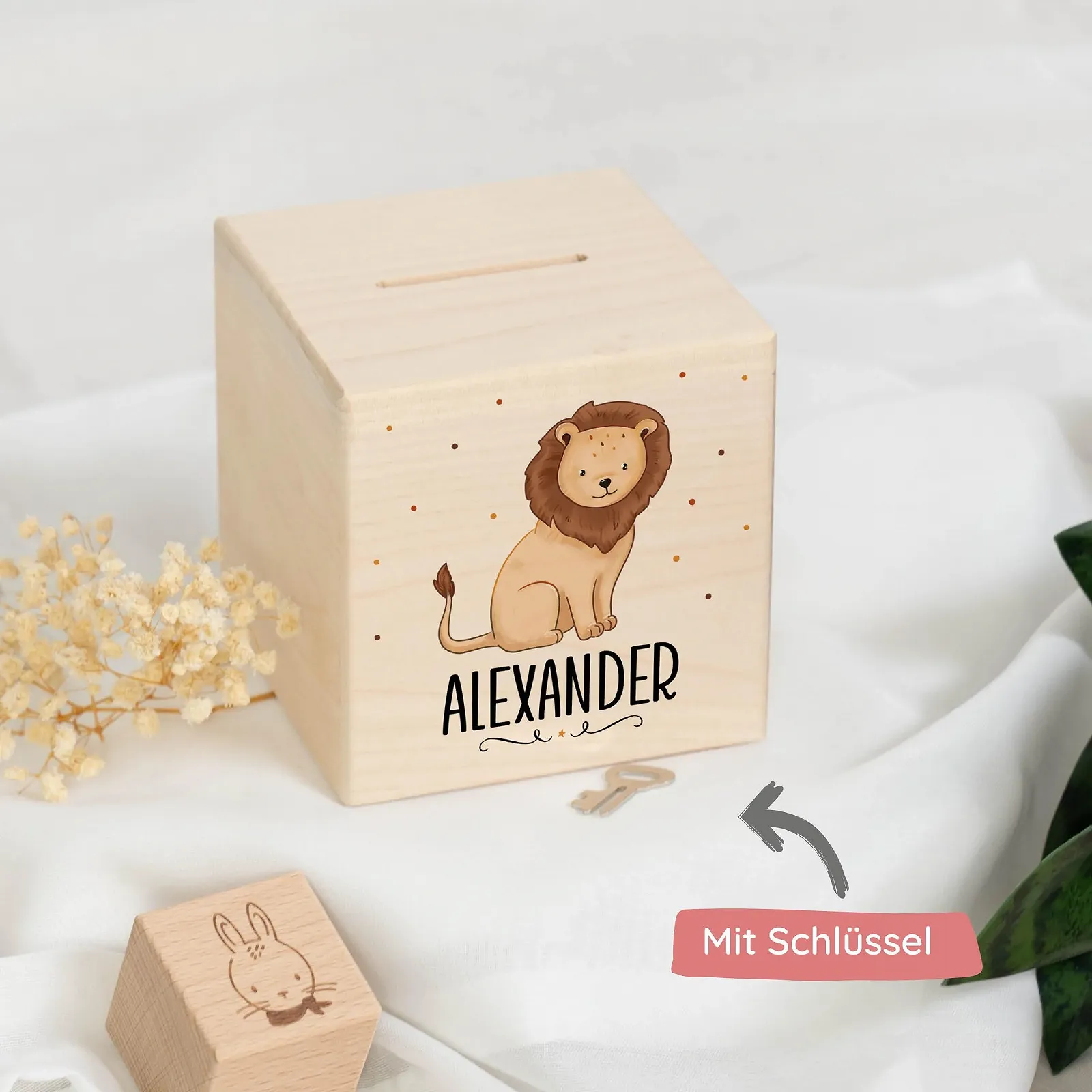 Скарбничка Muckelmeister Fox персоналізована дерев'яна з замком та ключем, фото №7