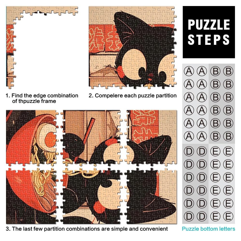 Пазл Tokyo Noodle Черный кот ест рамен 1000 элементов 38 x 26 см, фото №3 Пазл Tokyo Noodle Черный кот ест рамен 1000 элементов 38 x 26 см, фото №3