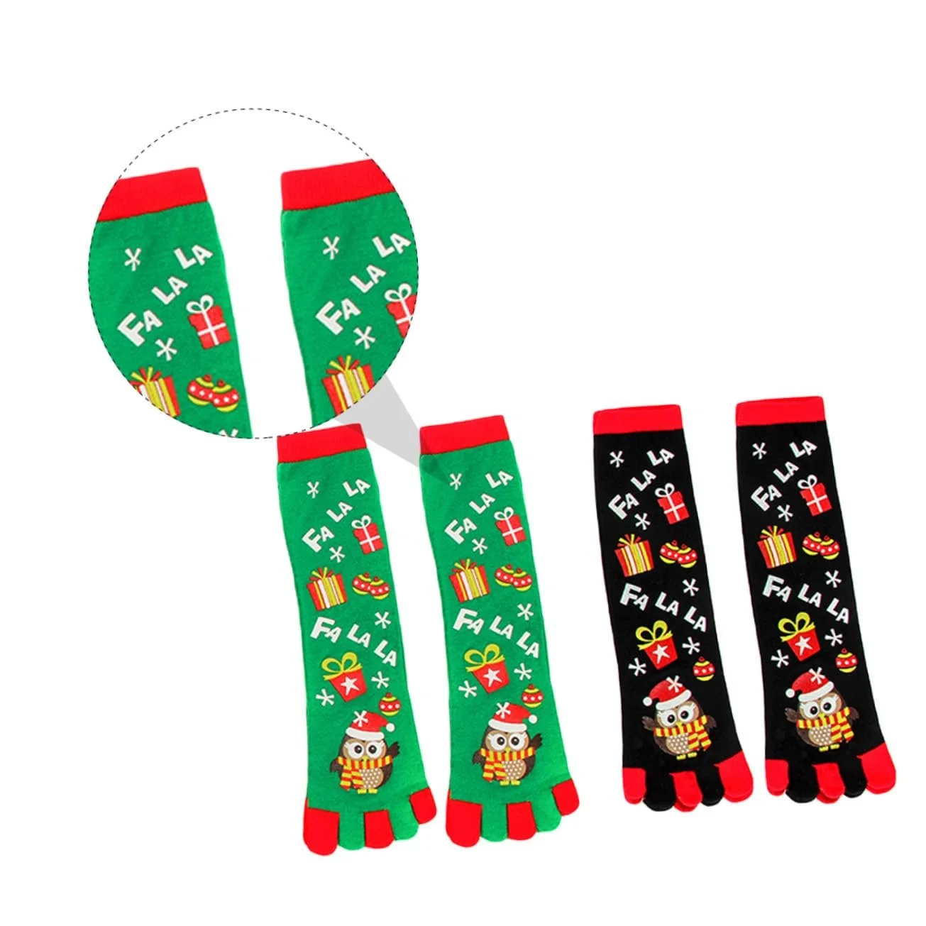 Носки с пальцами Healeved Рождественский пакет, 2 пары, Женские толстые хлопковые носки с рождественскими мультяшными мотивами, теплые дышащие носки для уютных зимних дней, фото №6