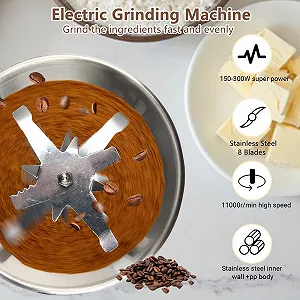 Электрическая кофемолка, электрическая мельница для кофейных зерен с 1 сменным лезвием, ложкой, щеткой, многоцелевая мельница для зерна, электрическая для кофейных зерен, трав, орехов, зерна цена на synthetic.ua - Фото 1 Электрическая кофемолка, электрическая мельница для кофейных зерен с 1 сменным лезвием, ложкой, щеткой, многоцелевая мельница для зерна, электрическая для кофейных зерен, трав, орехов, зерна synthetic.ua - Фото 1