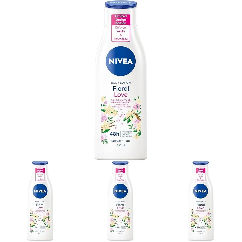 Лосьон для тела NIVEA Floral Love Limited Edition Увлажняющий крем для тела с восточным цветочным ароматом 250 мл (4 шт в упаковке), фото №1