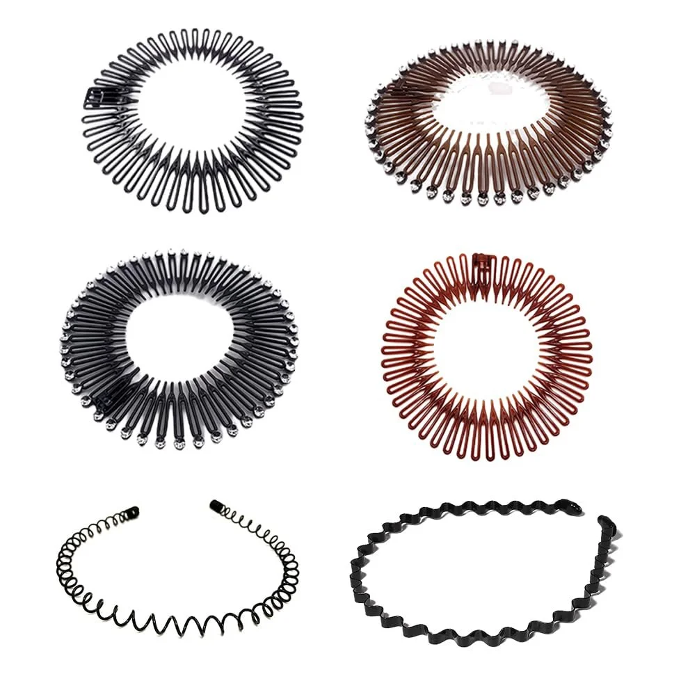 Еластична Обруч для волосся з металевими вставками, 6 штук, фото №1