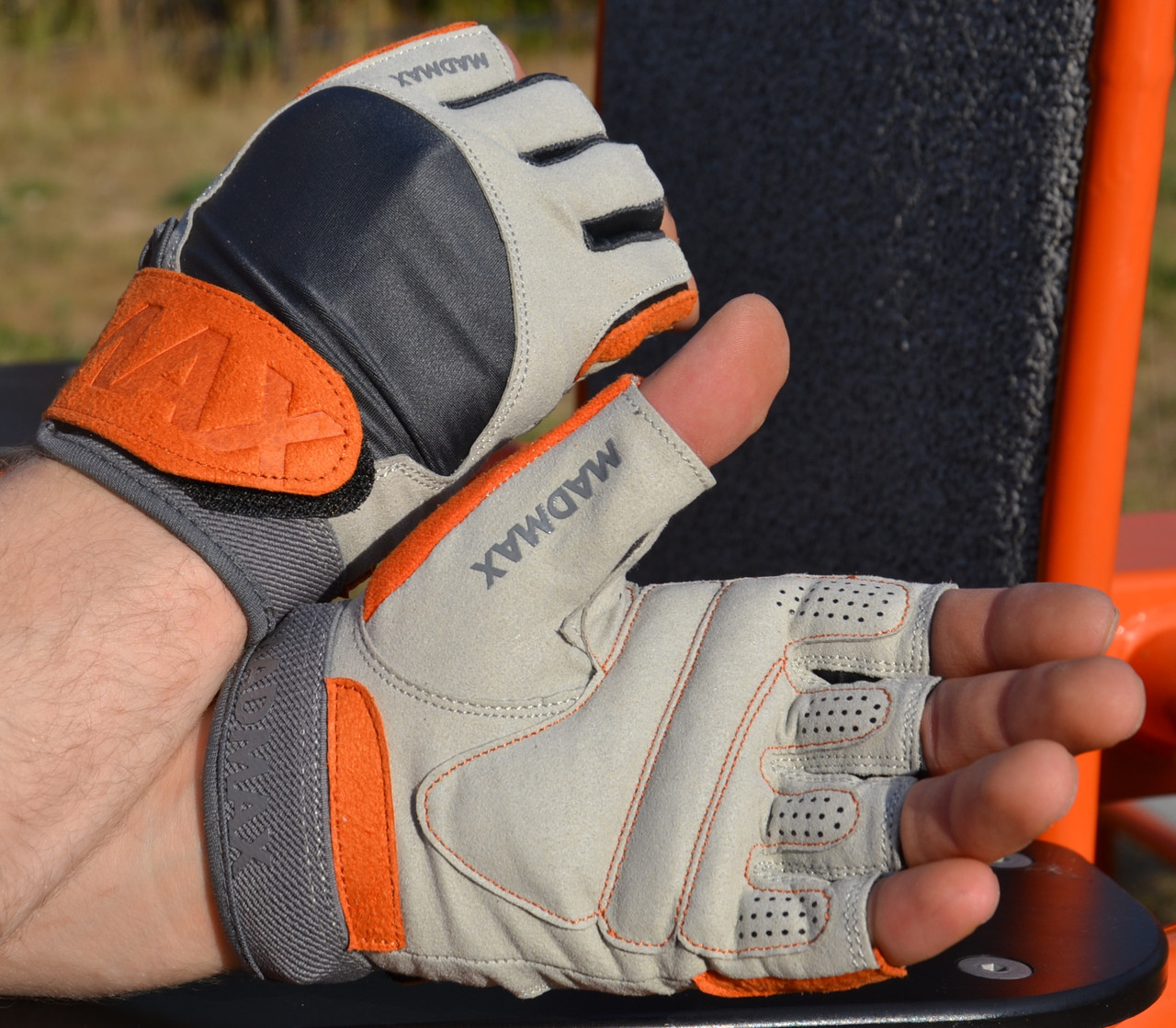 Рукавички для фітнесу MadMax MFG-850 Crazy Grey/Orange M, фото №6