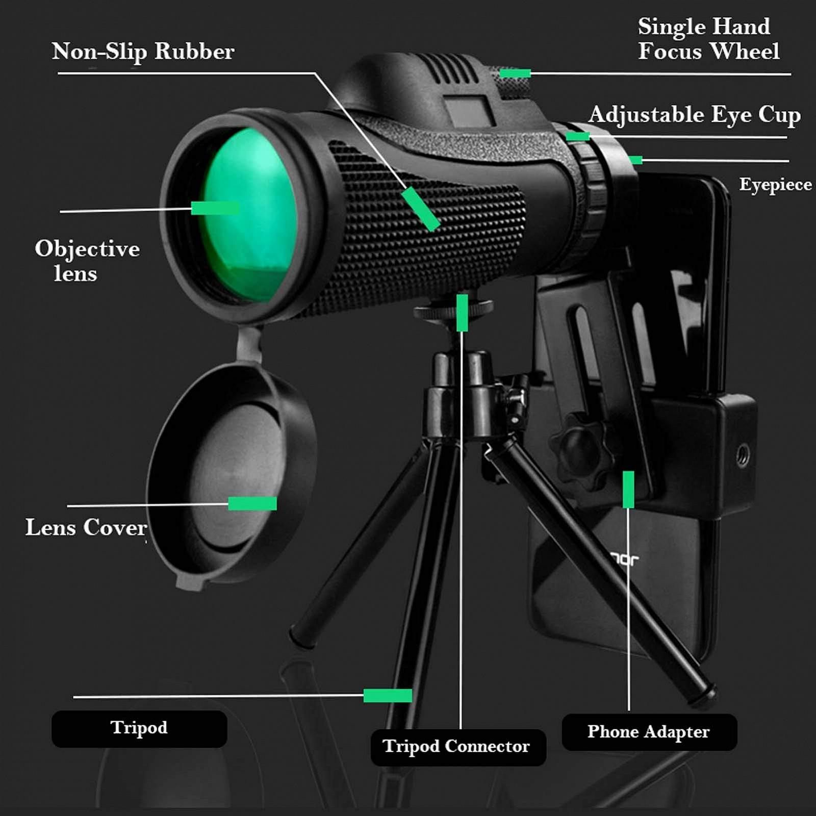 Монокуляр MRKU 40x60 HD Водонепроникний з компасом тримачем для смартфона штатив, фото №6 Монокуляр MRKU 40x60 HD Водонепроникний з компасом тримачем для смартфона штатив, фото №6