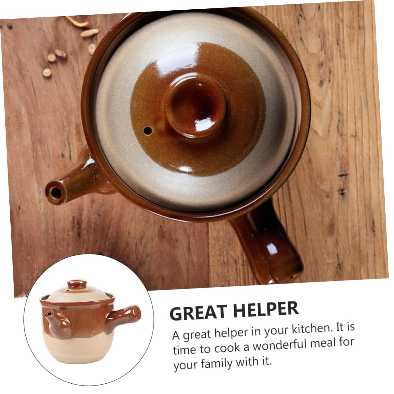 Керамічний горщик Gatuida традиційний середній для варильних поверхонь з нековзними ручками для супу та рису, фото №6