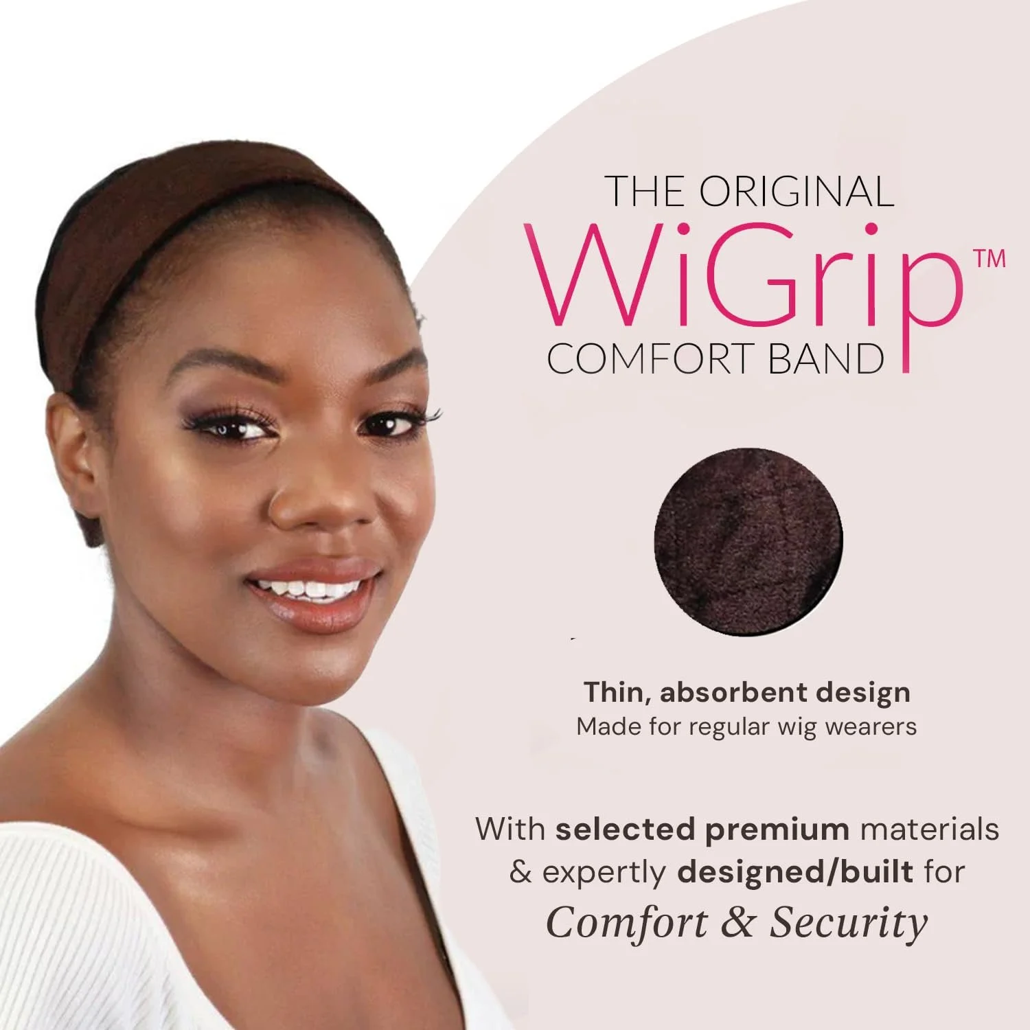 Пов'язка для перуки Milano Original WiGrip Регульована Шоколадно-коричневий (2 шт), фото №2