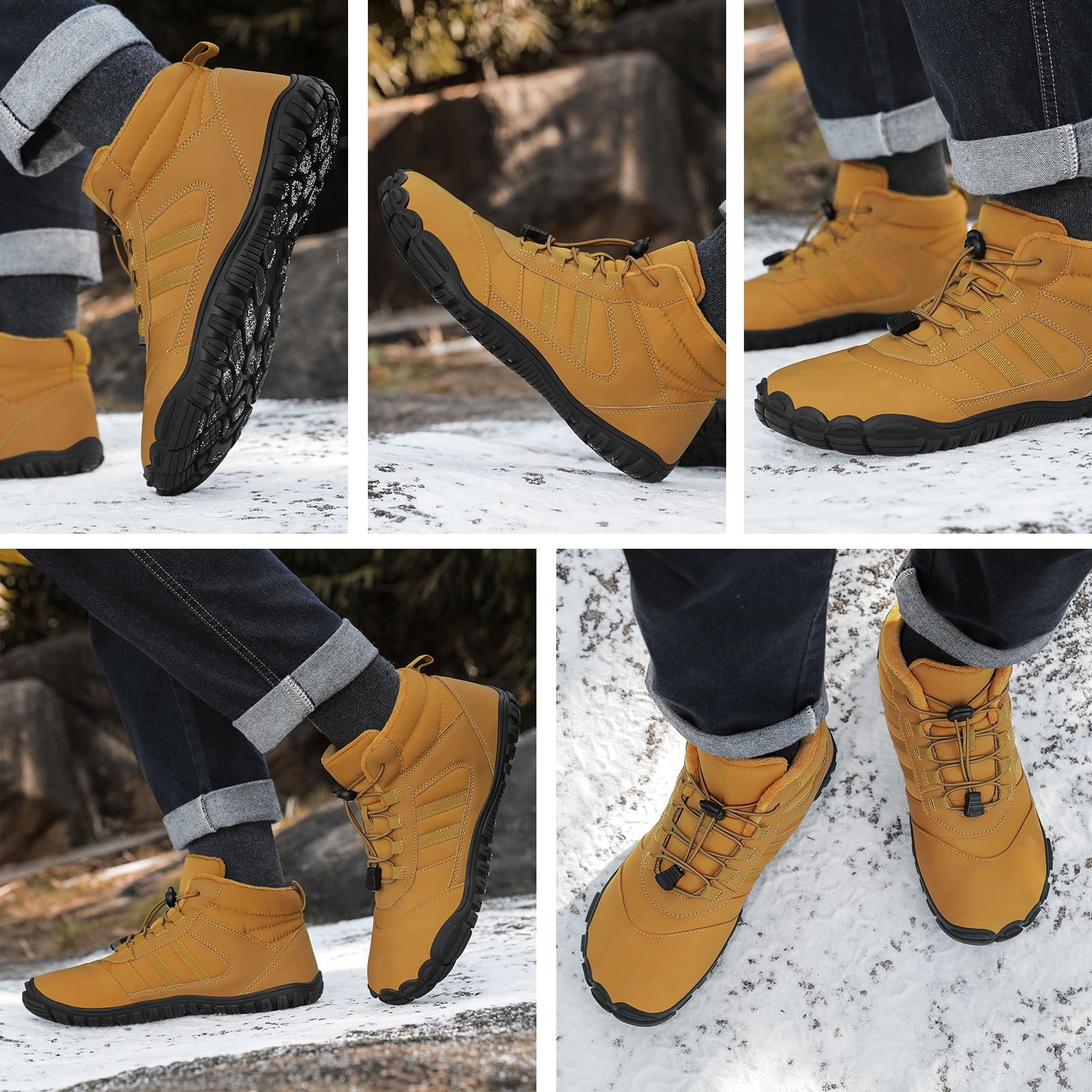 Зимові черевики AONETIGER Barfußschuhe для чоловіків та жінок, утеплені, зимові чоботи, зручні, легкі, водонепроникні, взуття для босих ніг, нековзкі бавовняні чоботи, фото №6