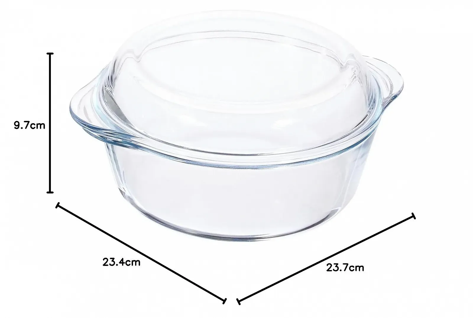 Набір скляних форм для запікання Круглі з кришками 3 шт., фото №7