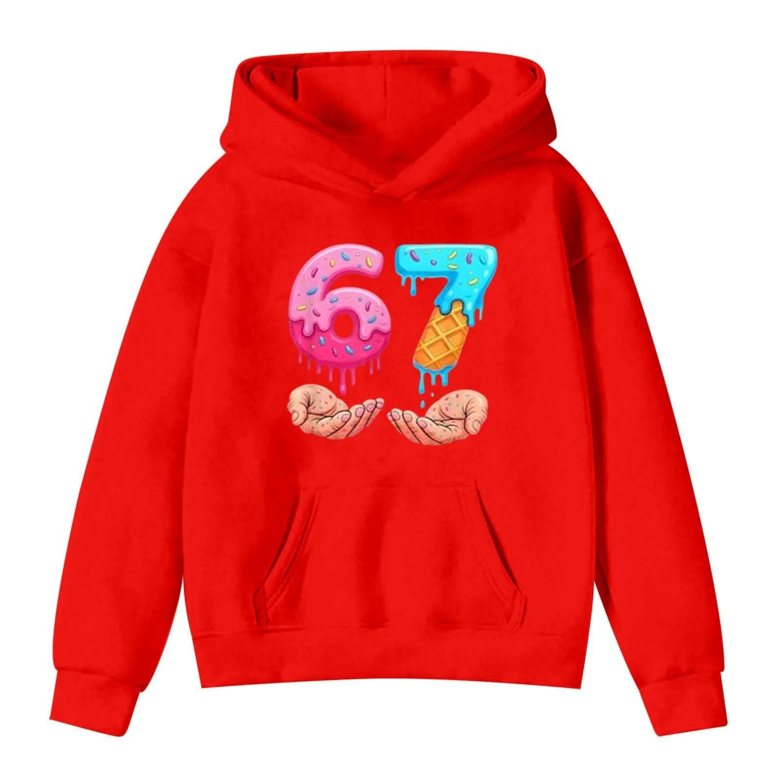 Детский пуловер 67 Meme, толстовка с капюшоном, топы Y2k, новинка Six Seven, классическая фестивальная детская одежда с длинными рукавами, фото №1