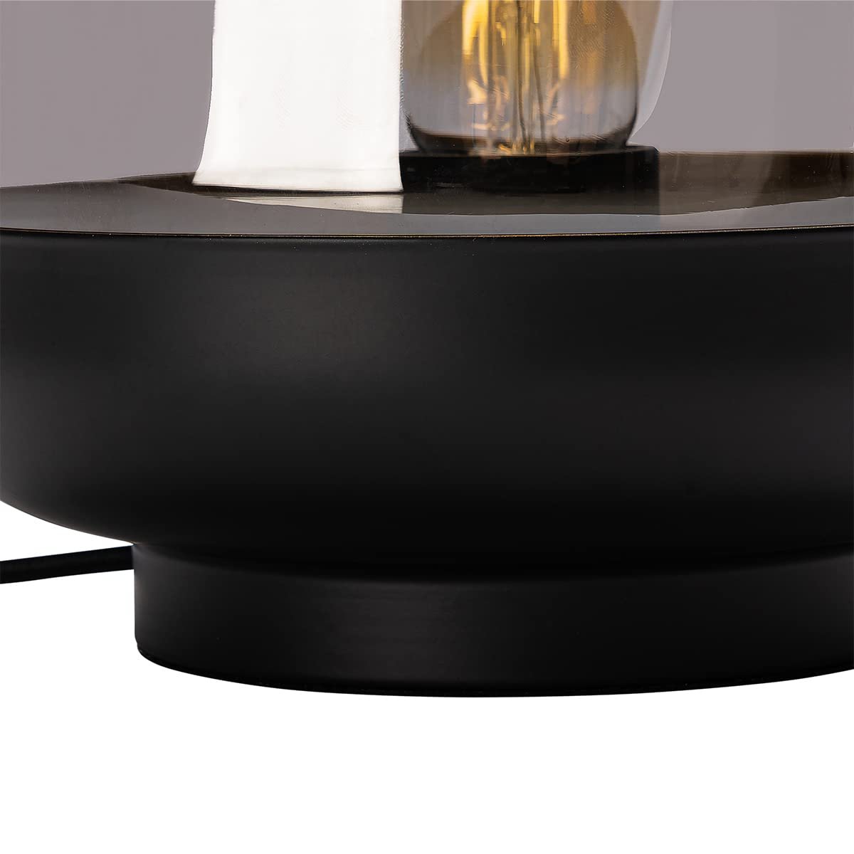 Настільна лампа Qazqa Kyan димчасте скло кругла E27 чорна з золотом, фото №3