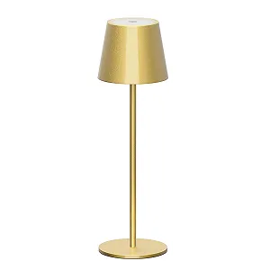 Настільна лампа Klighten LED акумуляторна алюмінієва IP54 сенсорна безступінчасте димування USB-C Золотистий - Фото 1