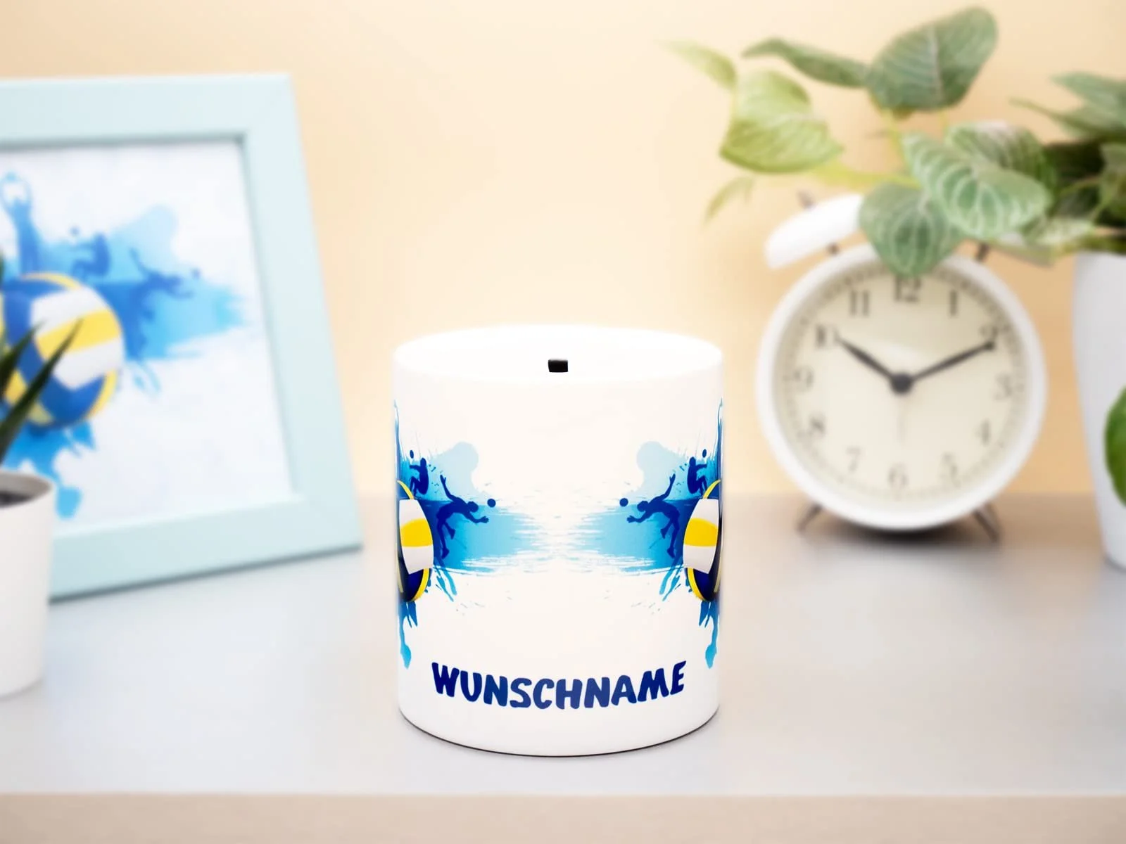 Копилка Волейбол персонализированная керамическая белая 300 г, фото №3