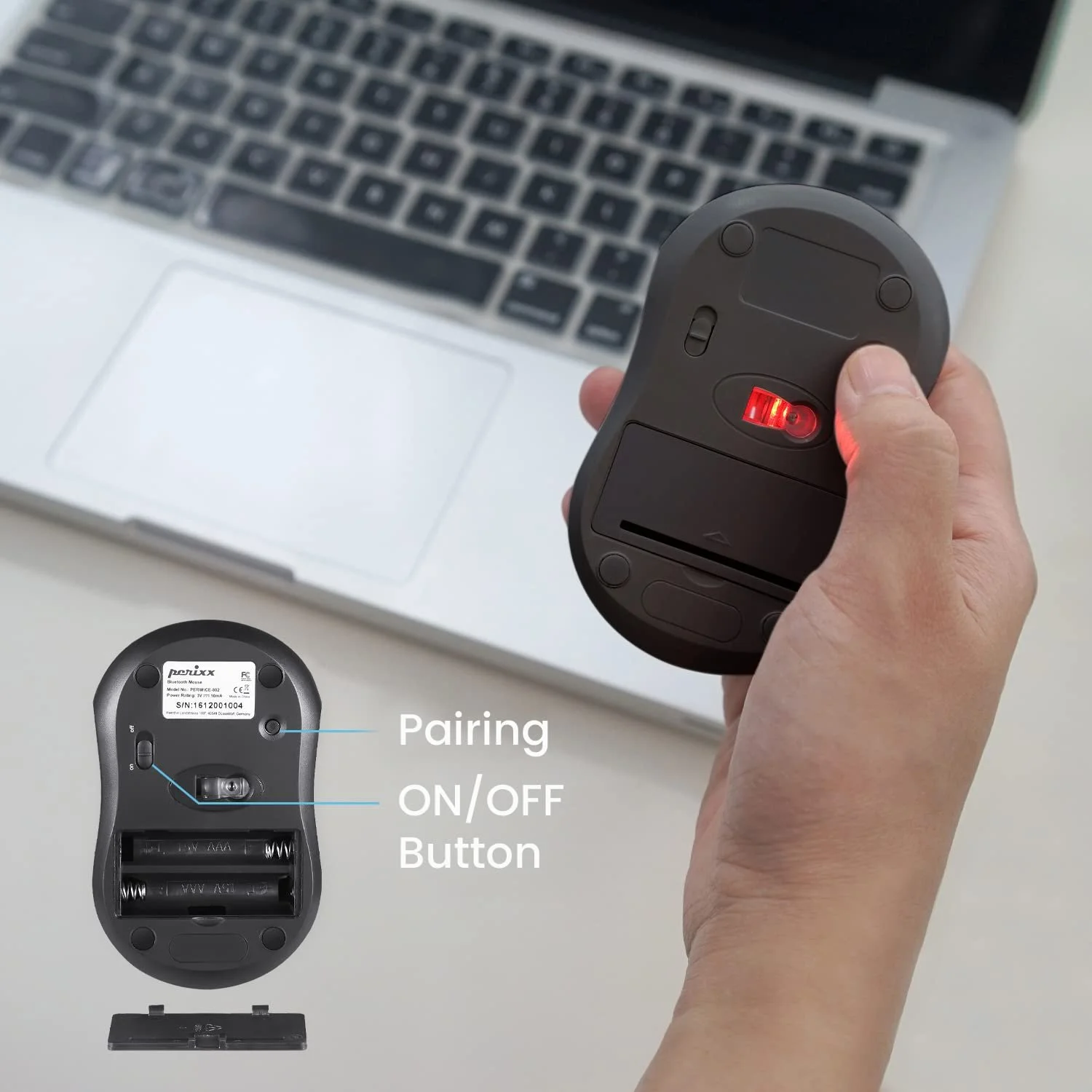 Мышь Perixx PERIMICE-802 Беспроводная Bluetooth Черный, фото №7 Мышь Perixx PERIMICE-802 Беспроводная Bluetooth Черный, фото №7