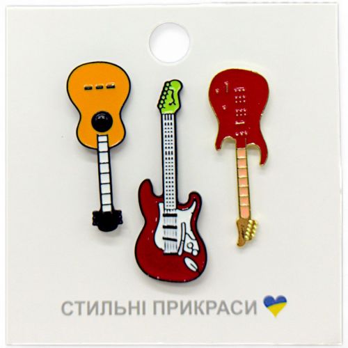 Металлические значки пины Гитары 3 штуки [tsi247270-TSI], фото №1