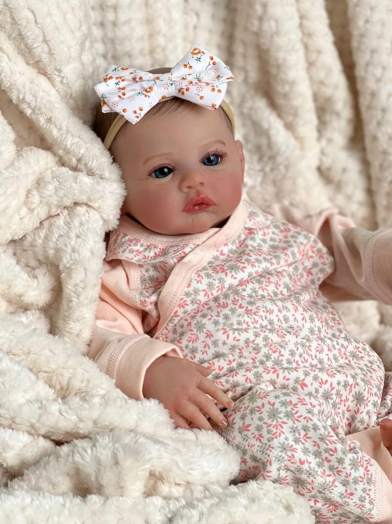 Лялька Anano Reborn Baby Silicone Lifelike 48 см Full Silicone Soft Newborn Reborn Baby Doll Meadow Блакитні Очі, фото №6