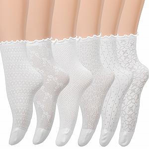 Носки Ouligay с оборками, 6 пар, белые - Фото 1