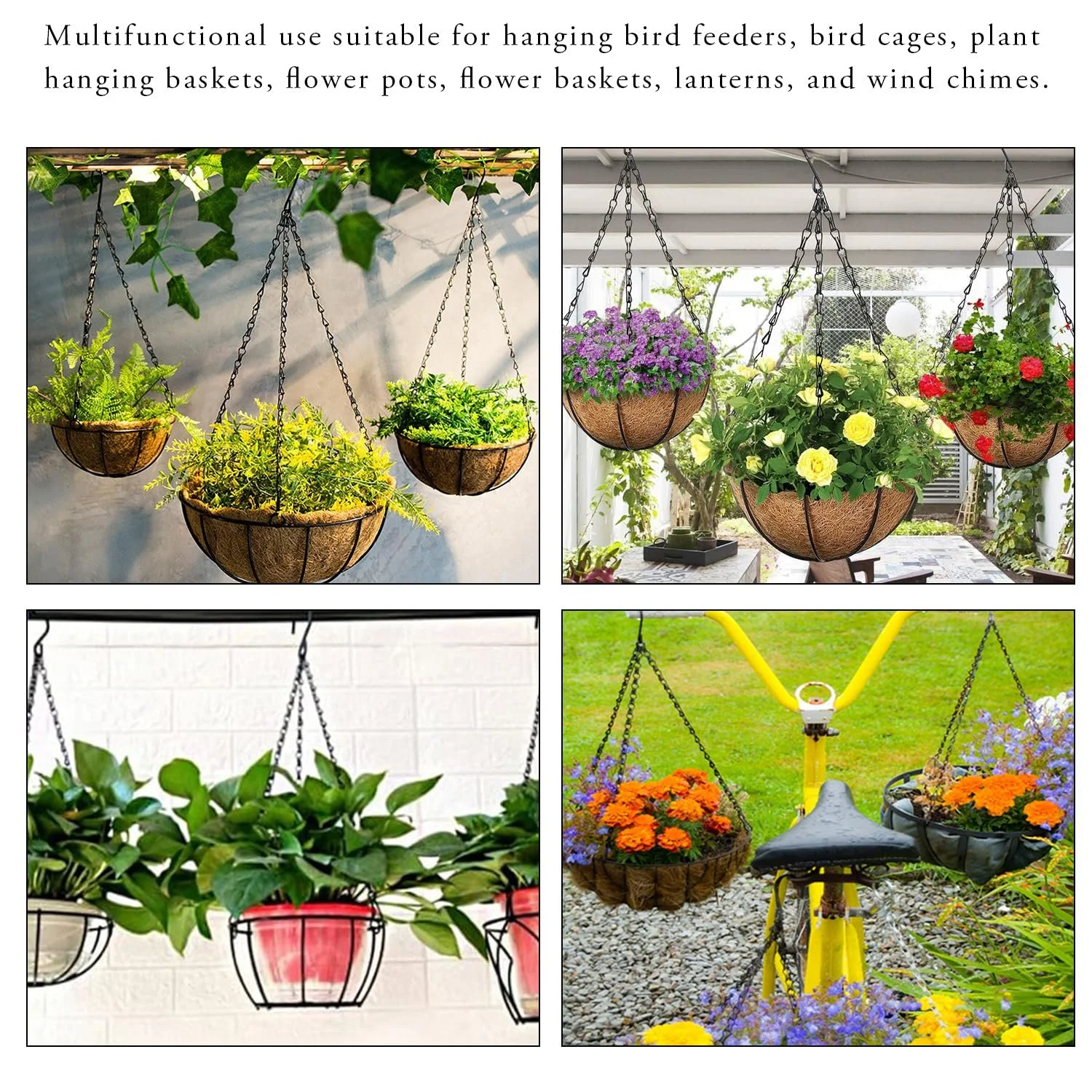 Ланцюги для підвісних кошиків Набір 3 шт 40 cm Металеві з 3 точками кріплення, фото №5