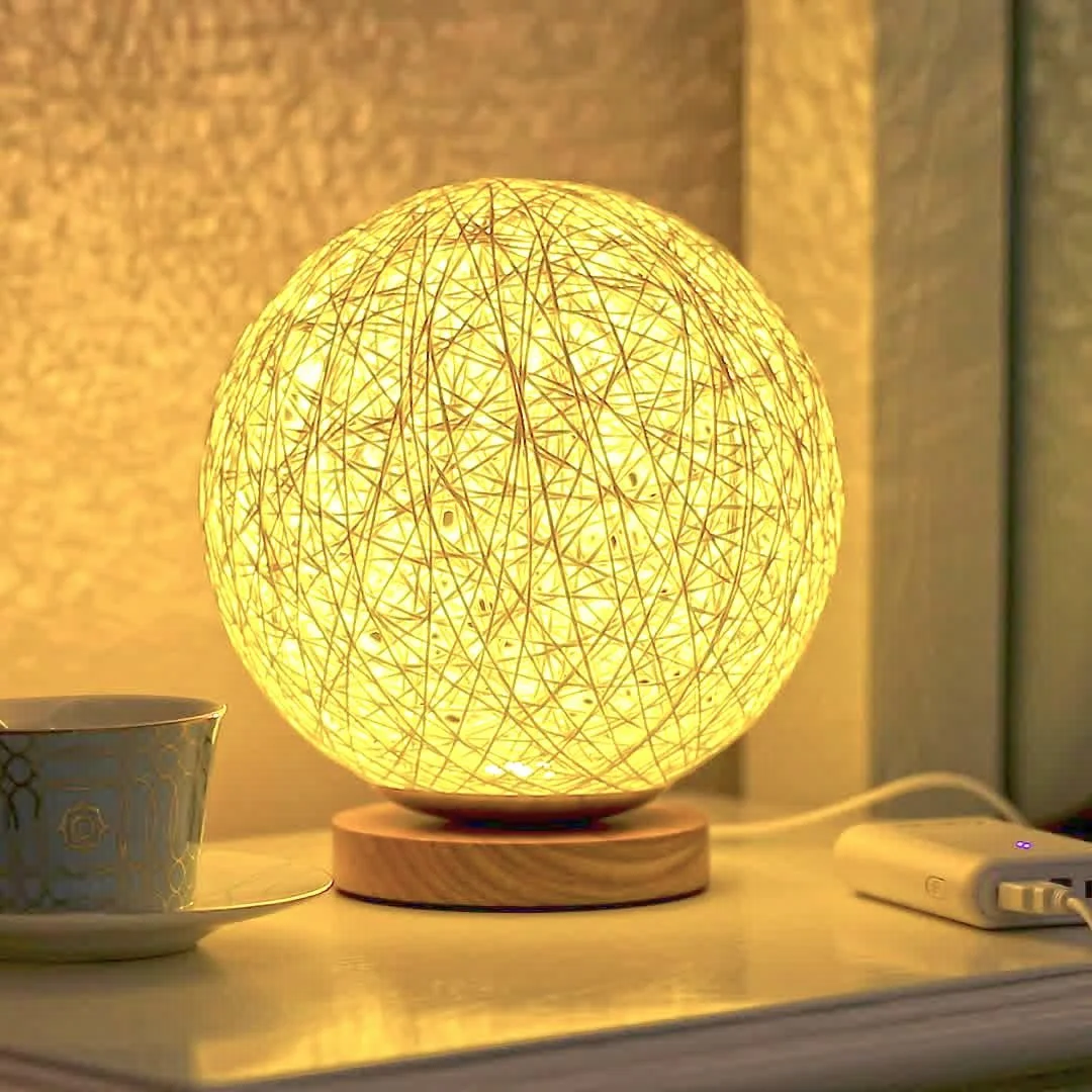 Настільна лампа Meichoon Rattan Ball LE17 USB, фото №3