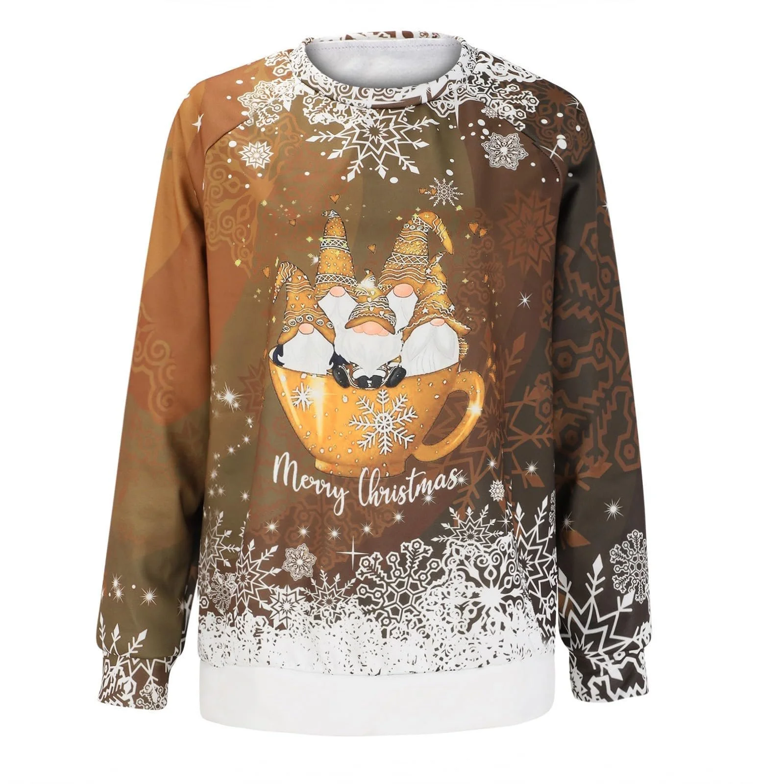 Рождественский джемпер Женский свитер с длинными рукавами и круглым вырезом, смешной рождественский джемпер, многоцветный, с принтом снеговика, большой размер, рождественский женский повседневный, фото №2