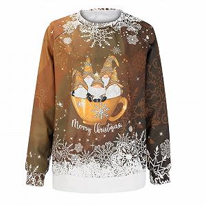 Рождественский джемпер Женский свитер с длинными рукавами и круглым вырезом, смешной рождественский джемпер, многоцветный, с принтом снеговика, большой размер, рождественский женский повседневный synthetic.ua - Фото 1