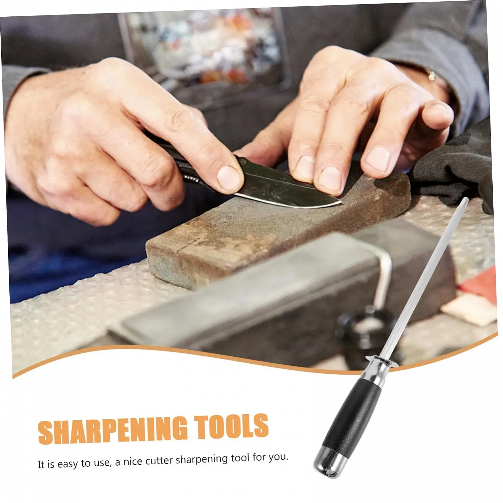 Мусат кухонный стальной с эргономичной ручкой для точной заточки, фото №6