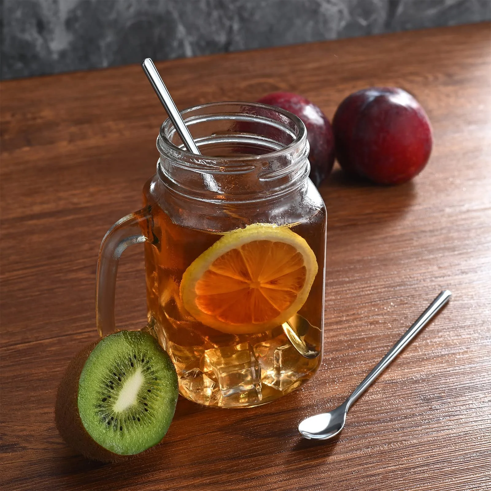 Набір з 8 кавових ложок з нержавіючої сталі з довгою ручкою 16 см, фото №4