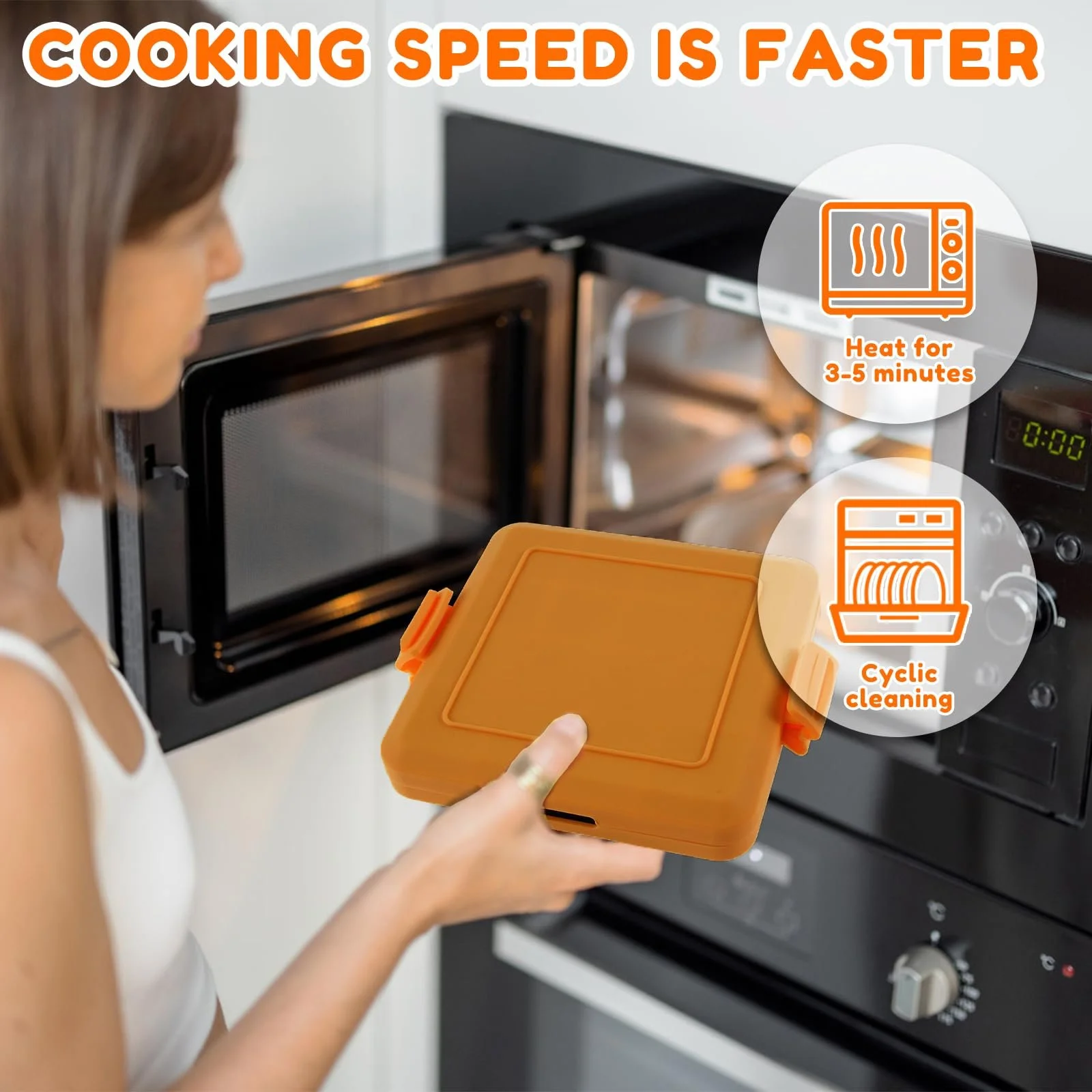 Сендвічниця CBWERBB, силіконовий посуд для мікрохвильової печі Помаранчева, фото №4