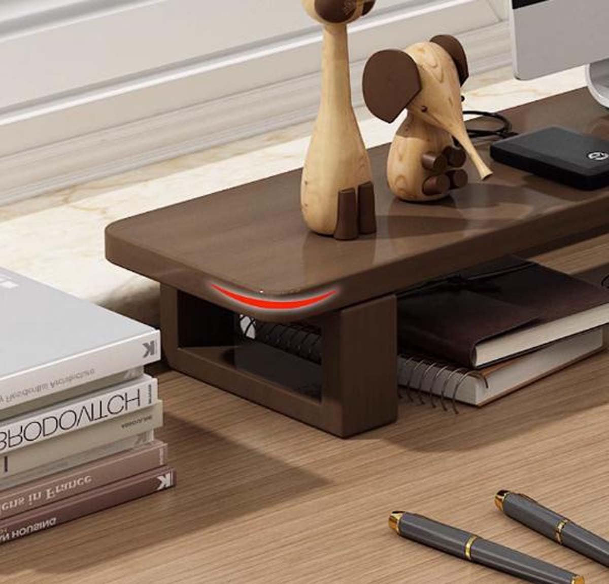 Подставка под монитор, Vintage Walnut Подставка для экрана компьютера/ноутбука, высота 12 см, эргономичная подставка для офисного домашнего рабочего стола, фото №3