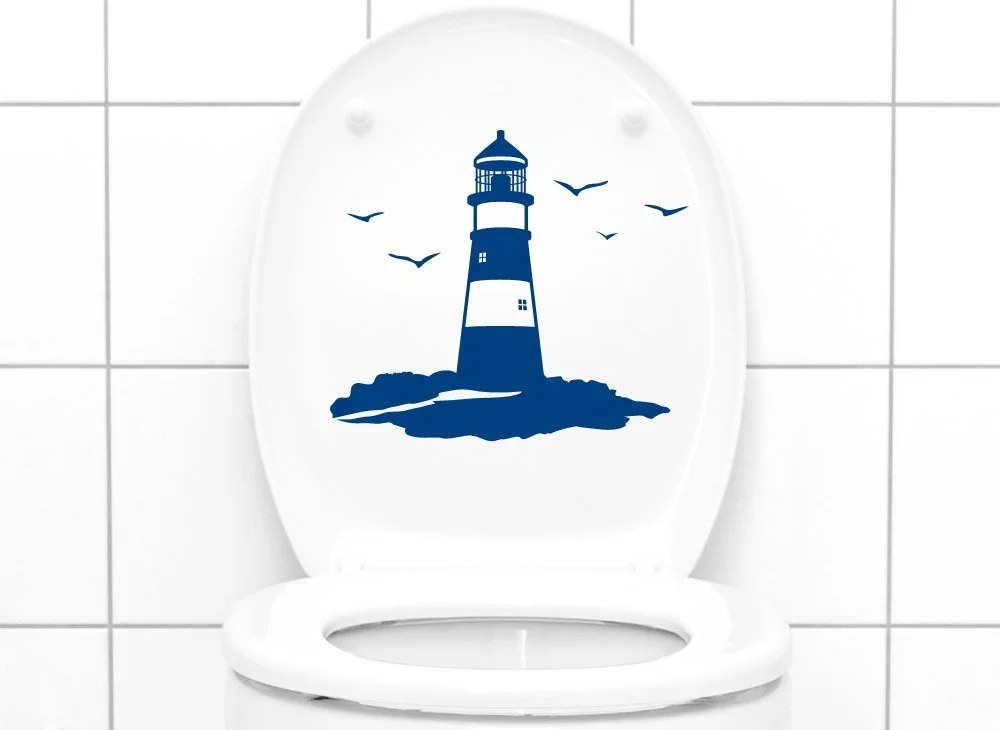 Наклейка на крышку унитаза Grandora Lighthouse I 24 x 21 см W1245 Светло-голубой, фото №1