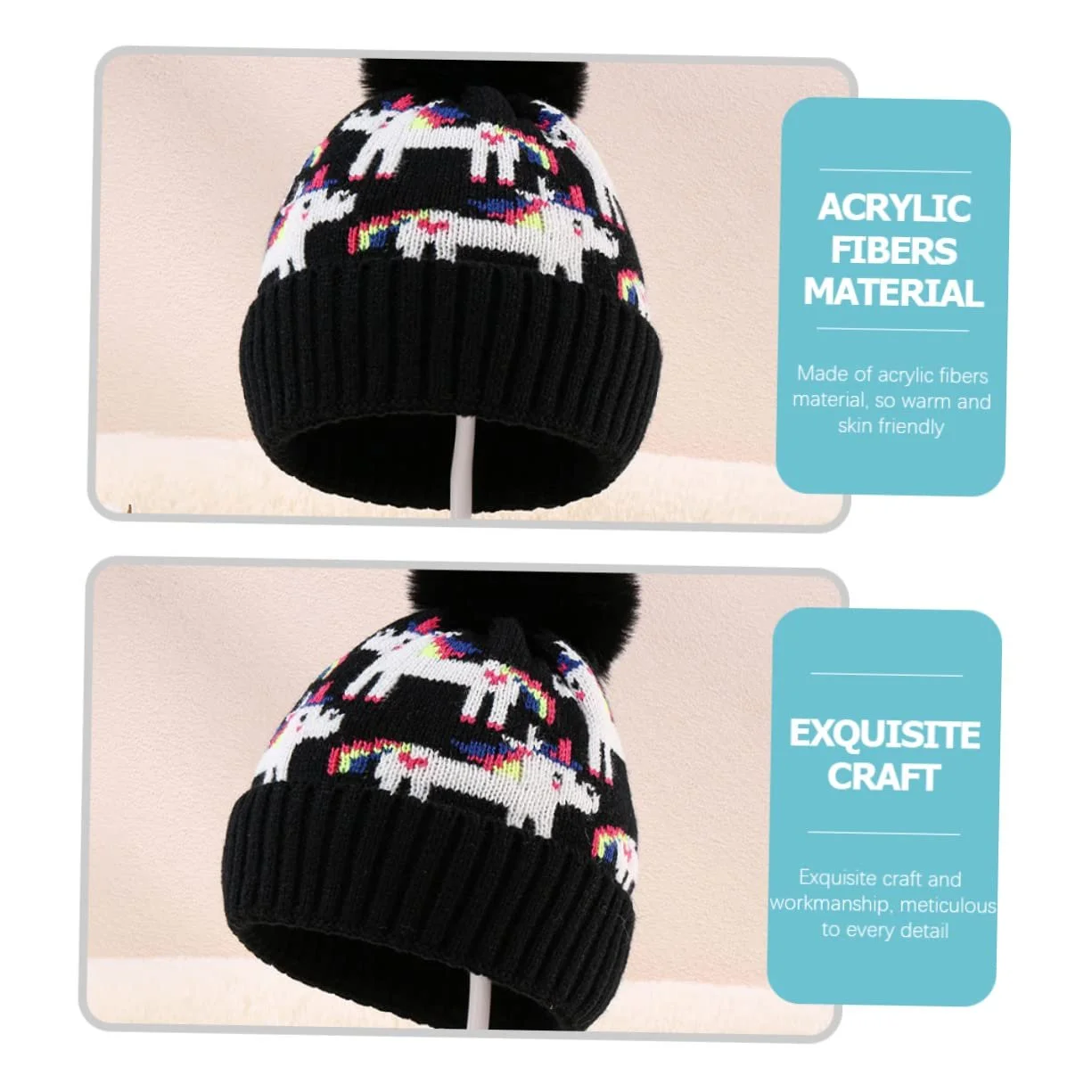 В'язана зимова шапка CALLARON Kätzchen з плюшевим помпоном, фото №3 В'язана зимова шапка CALLARON Kätzchen з плюшевим помпоном, фото №3