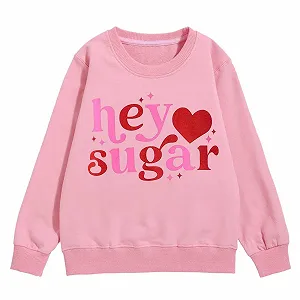 Девочка Толстовка с графическим принтом ко Дню святого Валентина, круглый вырез, длинный рукав, милый пуловер со спущенными плечами synthetic.ua - Фото 1