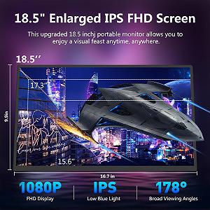 Портативный монитор 18.5 дюймов 120Hz 1080P 100% sRGB FHD HDR USB HDMI с VESA ультратонкий synthetic.ua - Фото 1