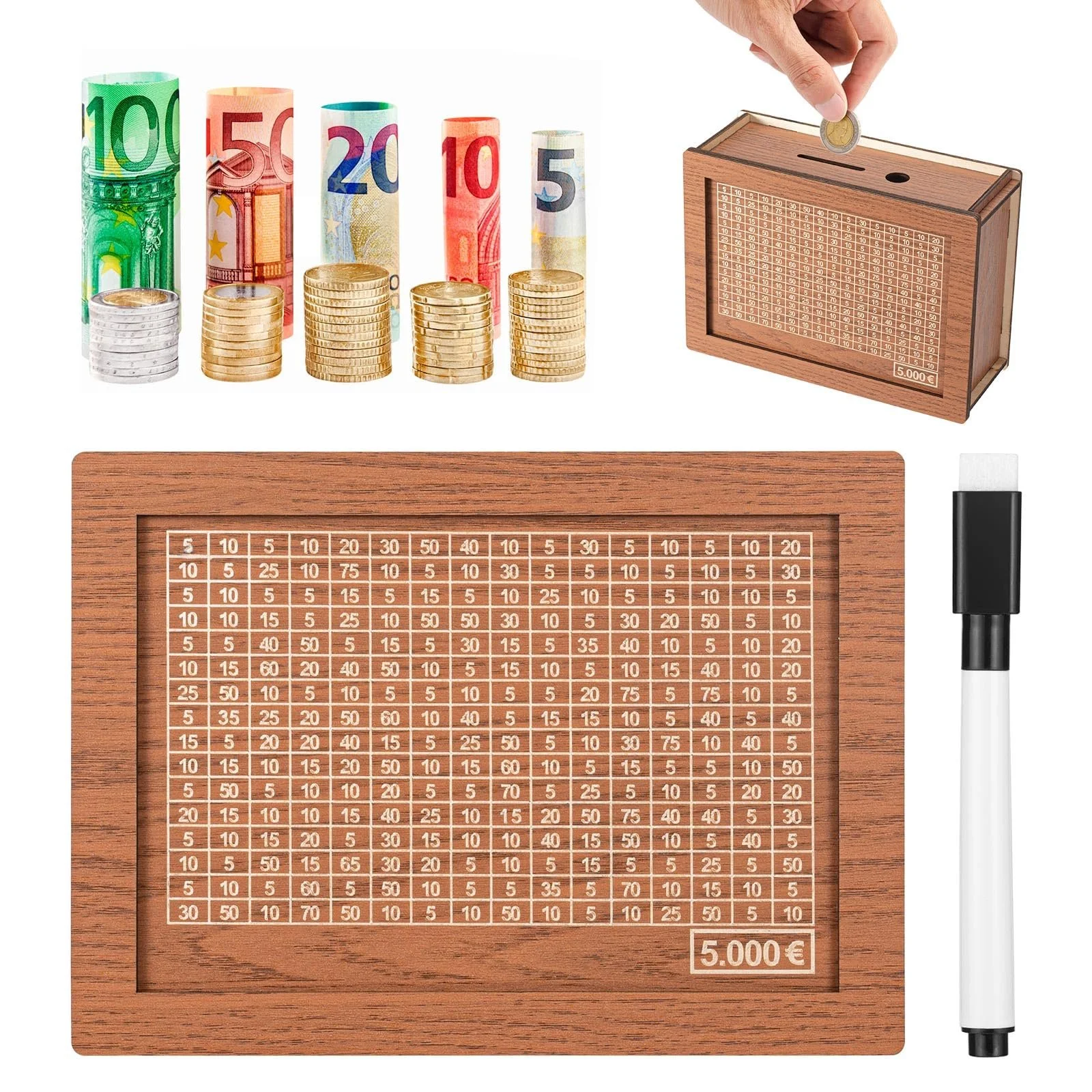 Скарбничка Takebo Goalsaver Box дерев'яна з цифрами 5000, фото №1