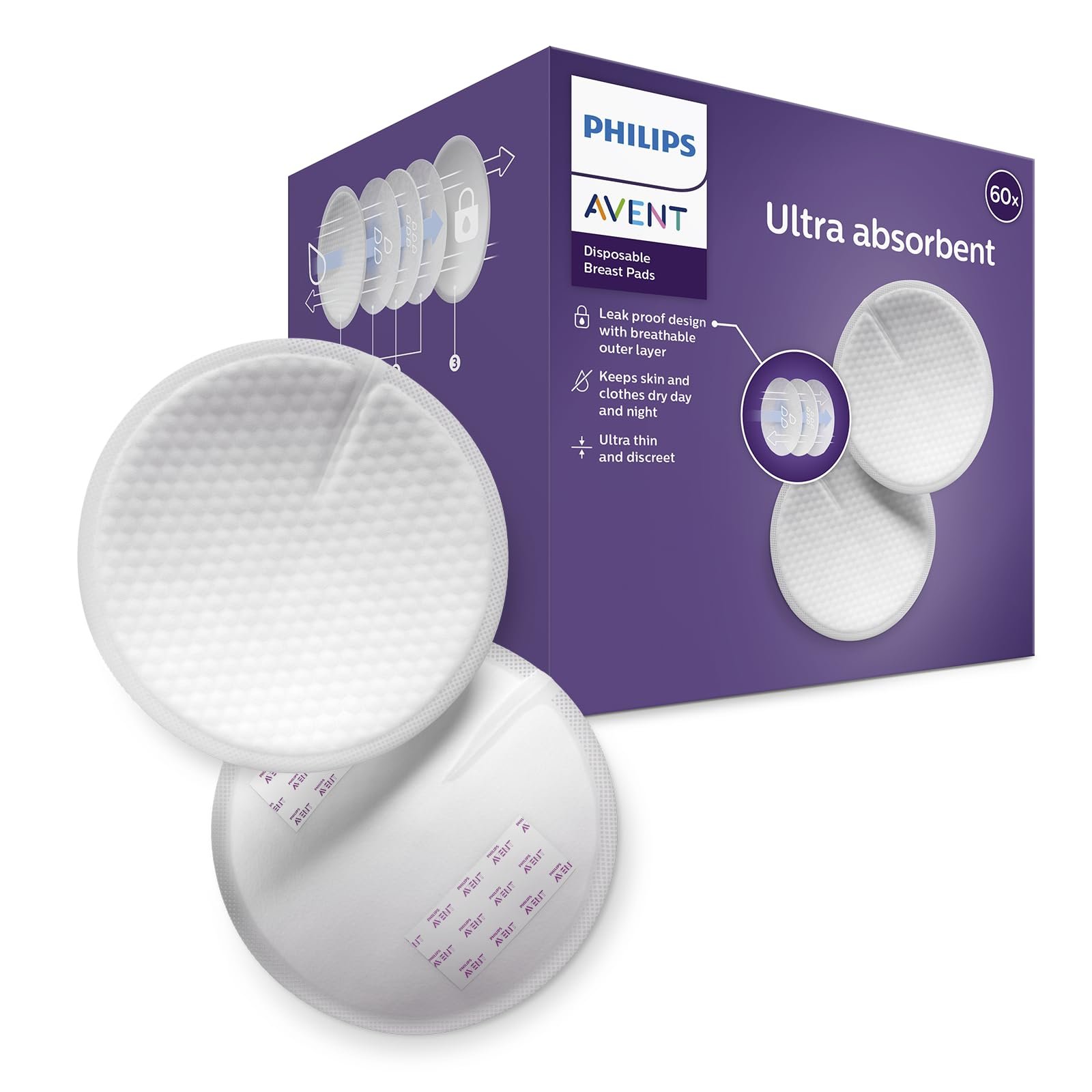 Прокладки для груди Philips Avent Comfort SCF254/61 Упаковка 60 штук, Белый, фото №1 Прокладки для груди Philips Avent Comfort SCF254/61 Упаковка 60 штук, Белый, фото №1