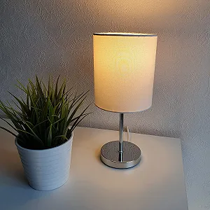 Настільна лампа LED з тканинним абажуром E14 3 W біла synthetic.ua - Фото 1