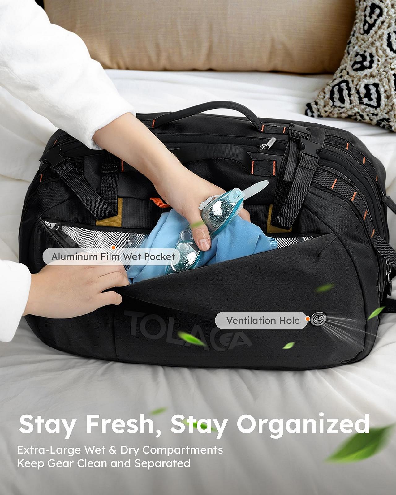 Рюкзак для подорожей Tolaccea 15.6 дюйма 40-50 л TSA Friendly Розширюваний, фото №4 Рюкзак для подорожей Tolaccea 15.6 дюйма 40-50 л TSA Friendly Розширюваний, фото №4