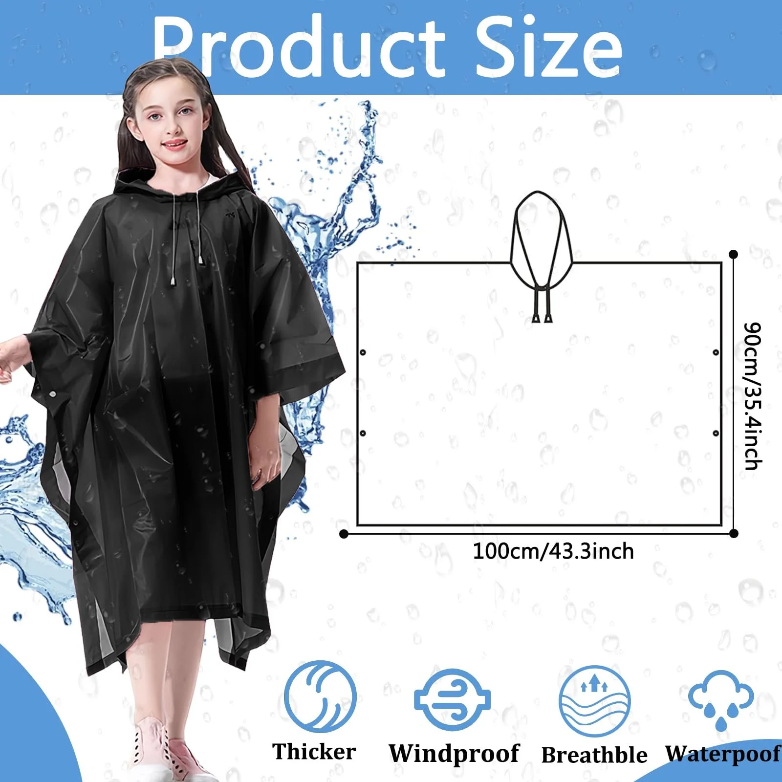 Дитяче пончо від дощу Bosdontek (2 шт.) Водонепроникний, фото №2 Дитяче пончо від дощу Bosdontek (2 шт.) Водонепроникний, фото №2