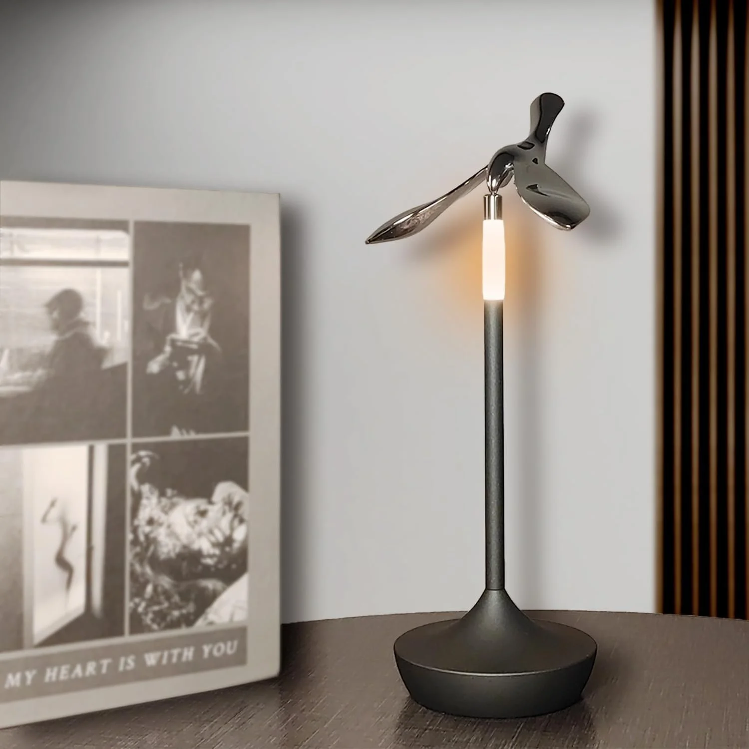 Настільна лампа YOOWARM бездротова акумуляторна з відкривачкою Птах сенсорна регульована, фото №1