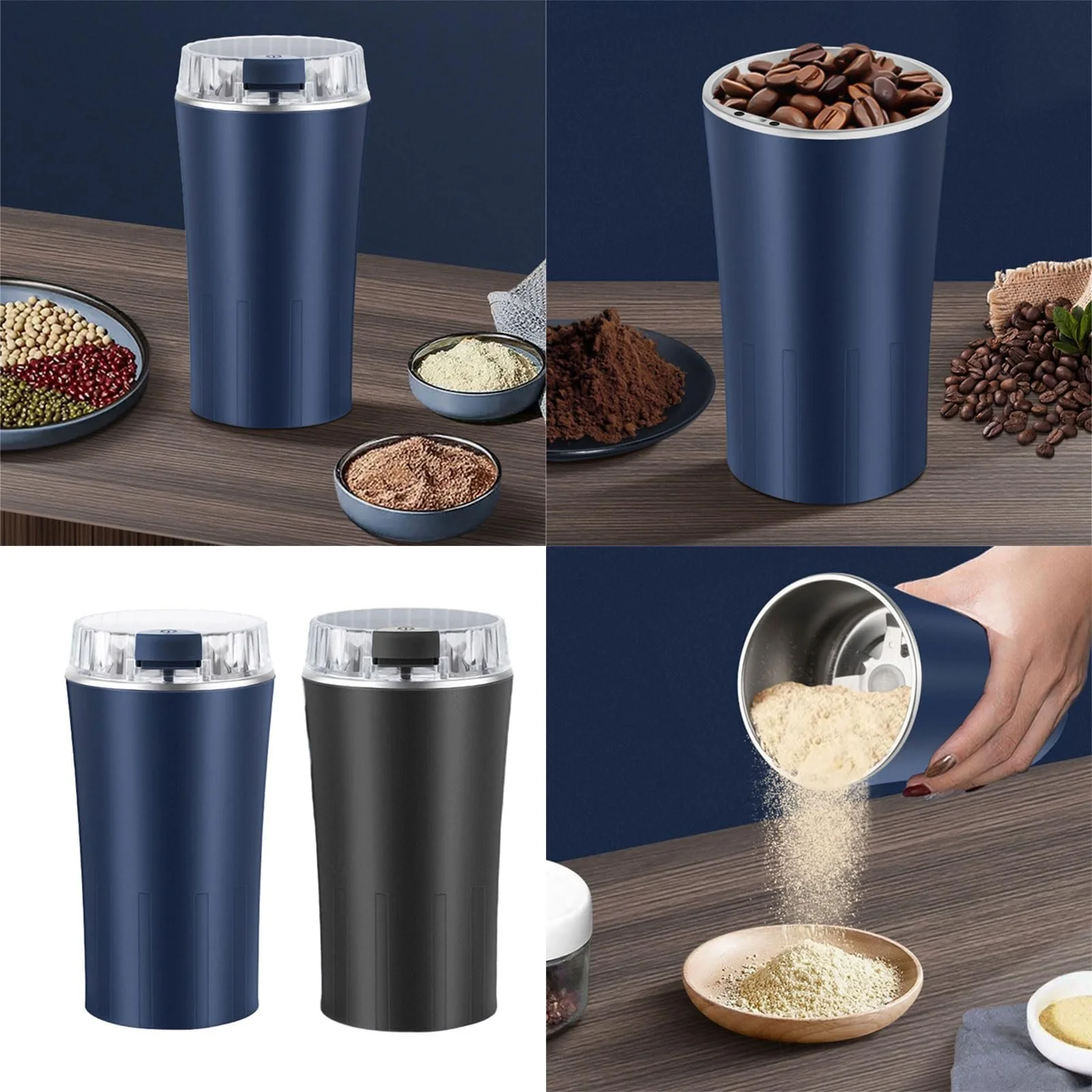 Измельчитель Компактный 250 мл для кофе, лекарств и специй с прозрачной крышкой и щеткой для чистки. Простая с нержавеющим сверлом, фото №2