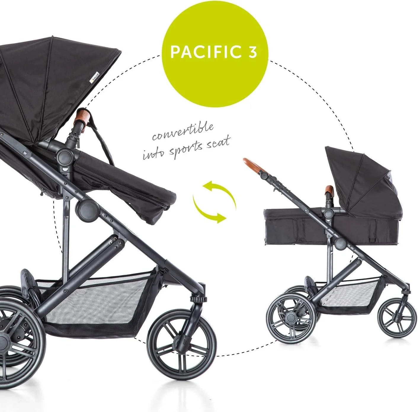 Система для подорожей Hauck з дитячою коляскою Pacific 3 Shop N Drive / 3-колісний / Регульована висота / Чорний, фото №7