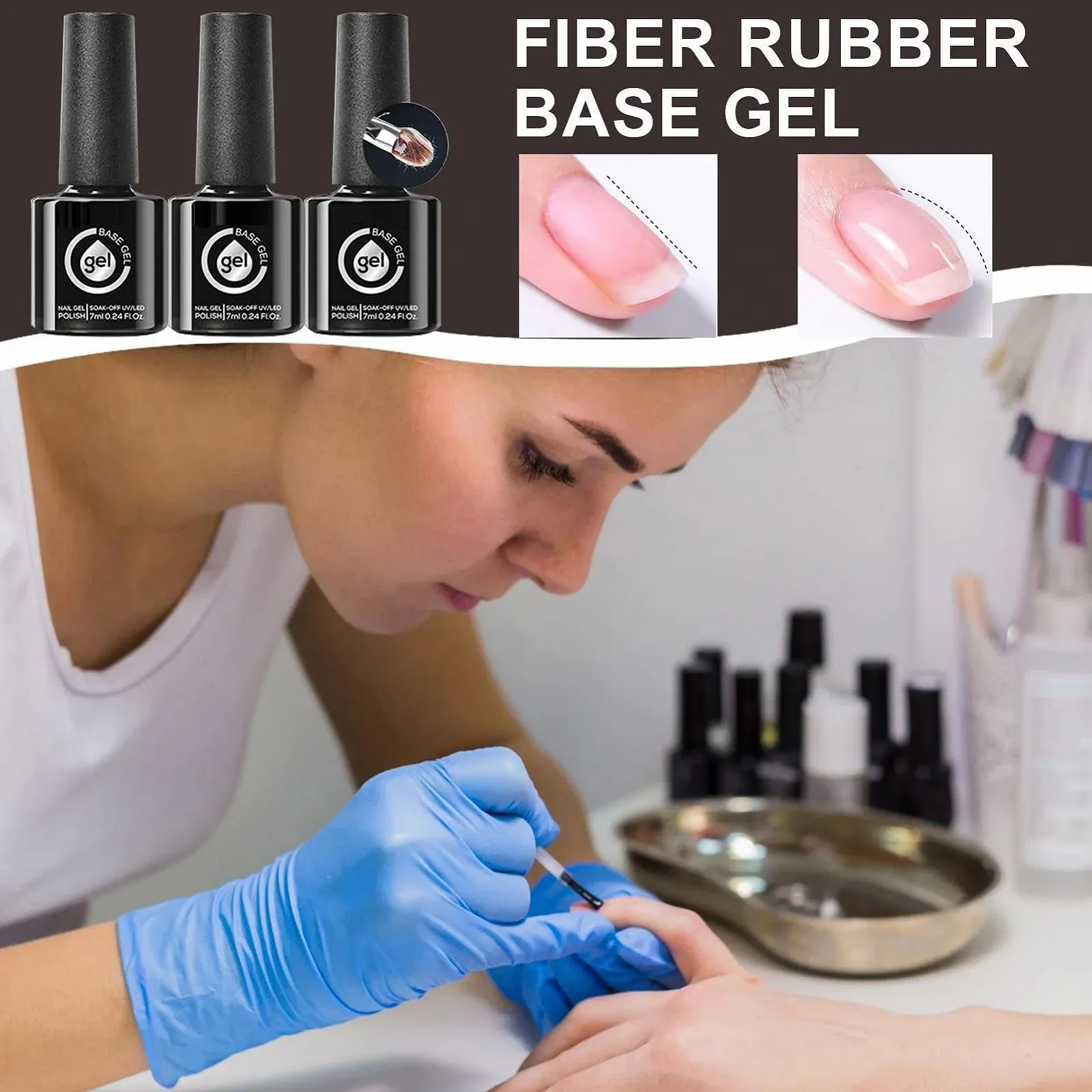 Гель-лак Базовое покрытие Прозрачное стекловолокно 3 шт, фото №8 Гель-лак Базовое покрытие Прозрачное стекловолокно 3 шт, фото №8