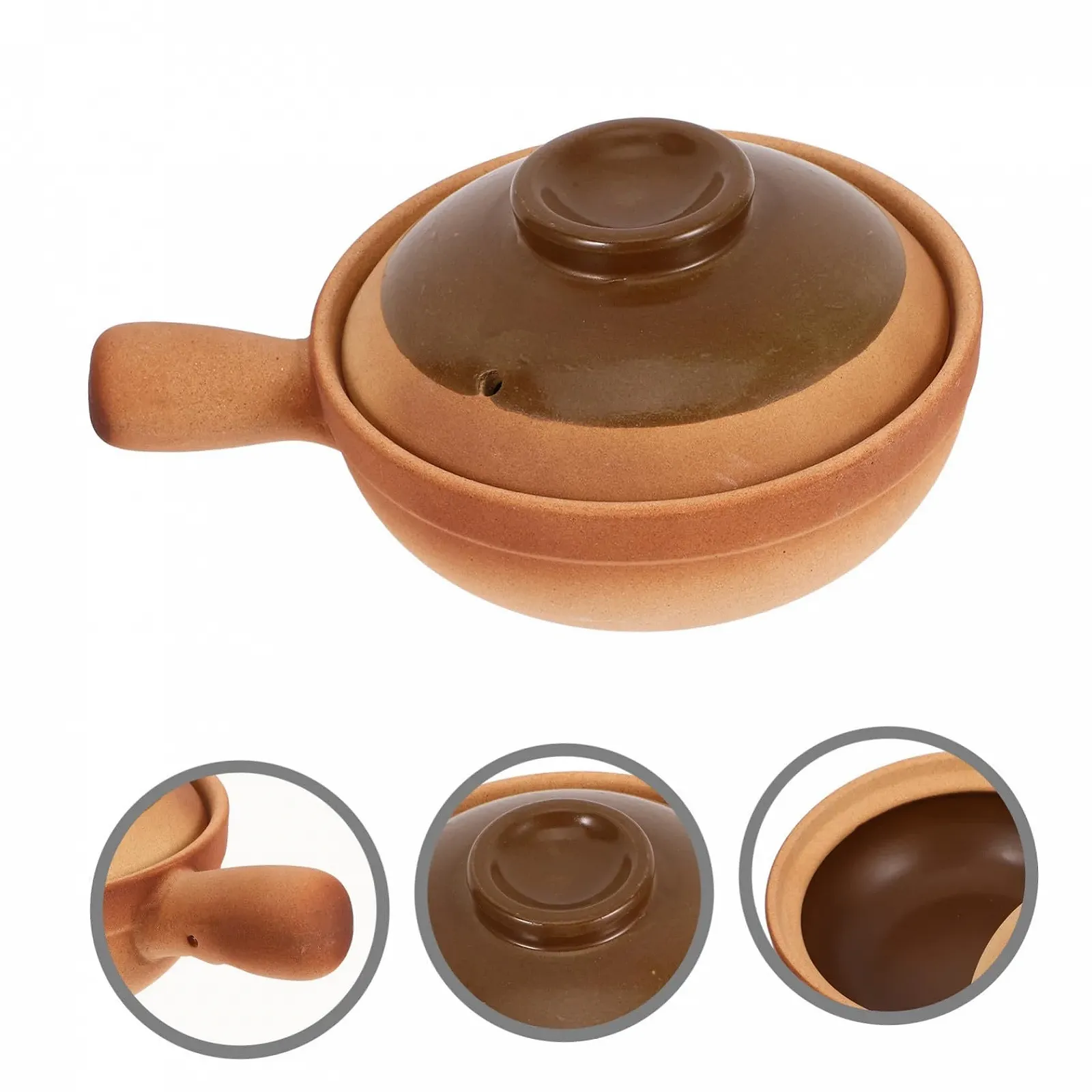 Горщик керамічний SOLUSTRE 850 мл з кришкою та бічною ручкою термостійкий для рису та каш, фото №8