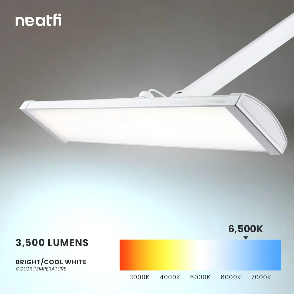 Настільна лампа Neatfi LED 3500 люмен 45 Вт 26 дюймів Wide Shade (White), фото №4