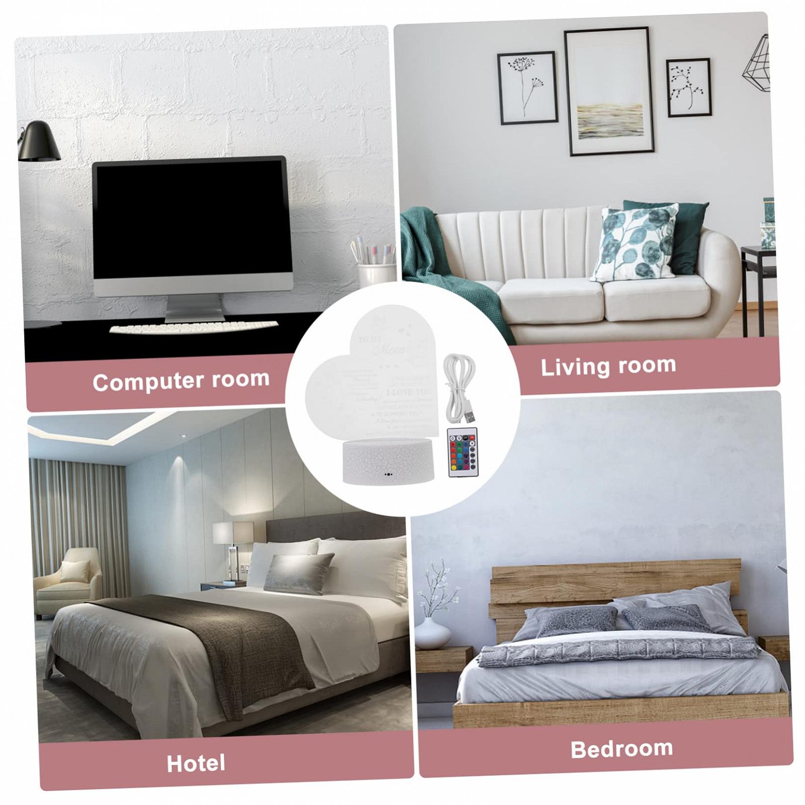 Ночник Housoutil Pack of 4 3D сердце Подружка подарки белая, фото №4